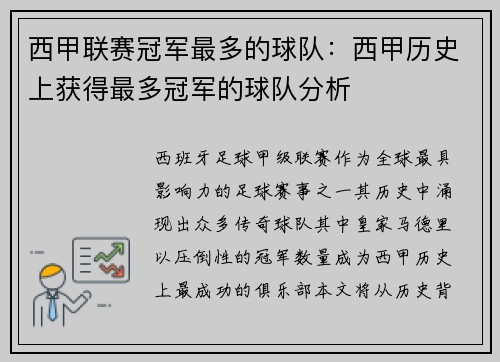 西甲联赛冠军最多的球队：西甲历史上获得最多冠军的球队分析